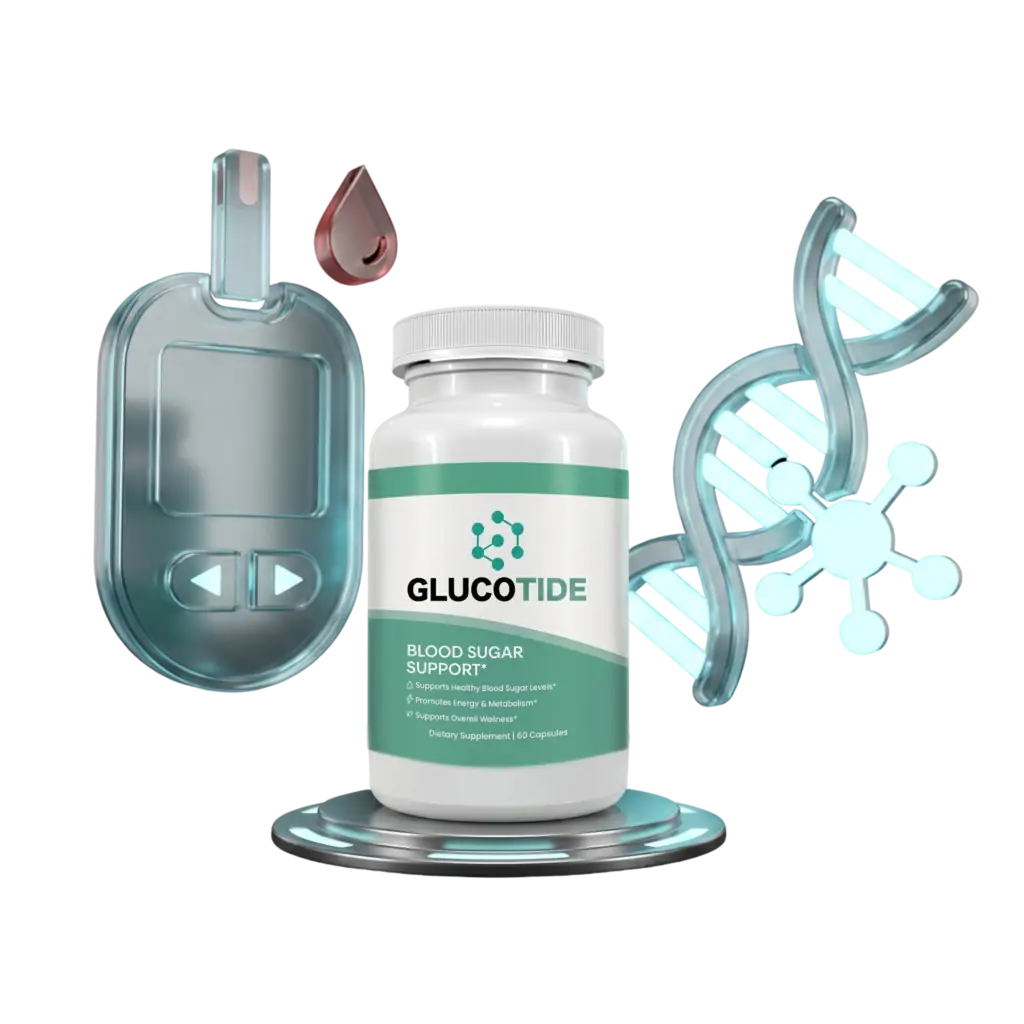 GlucoTide blood sugar support capsules bottle